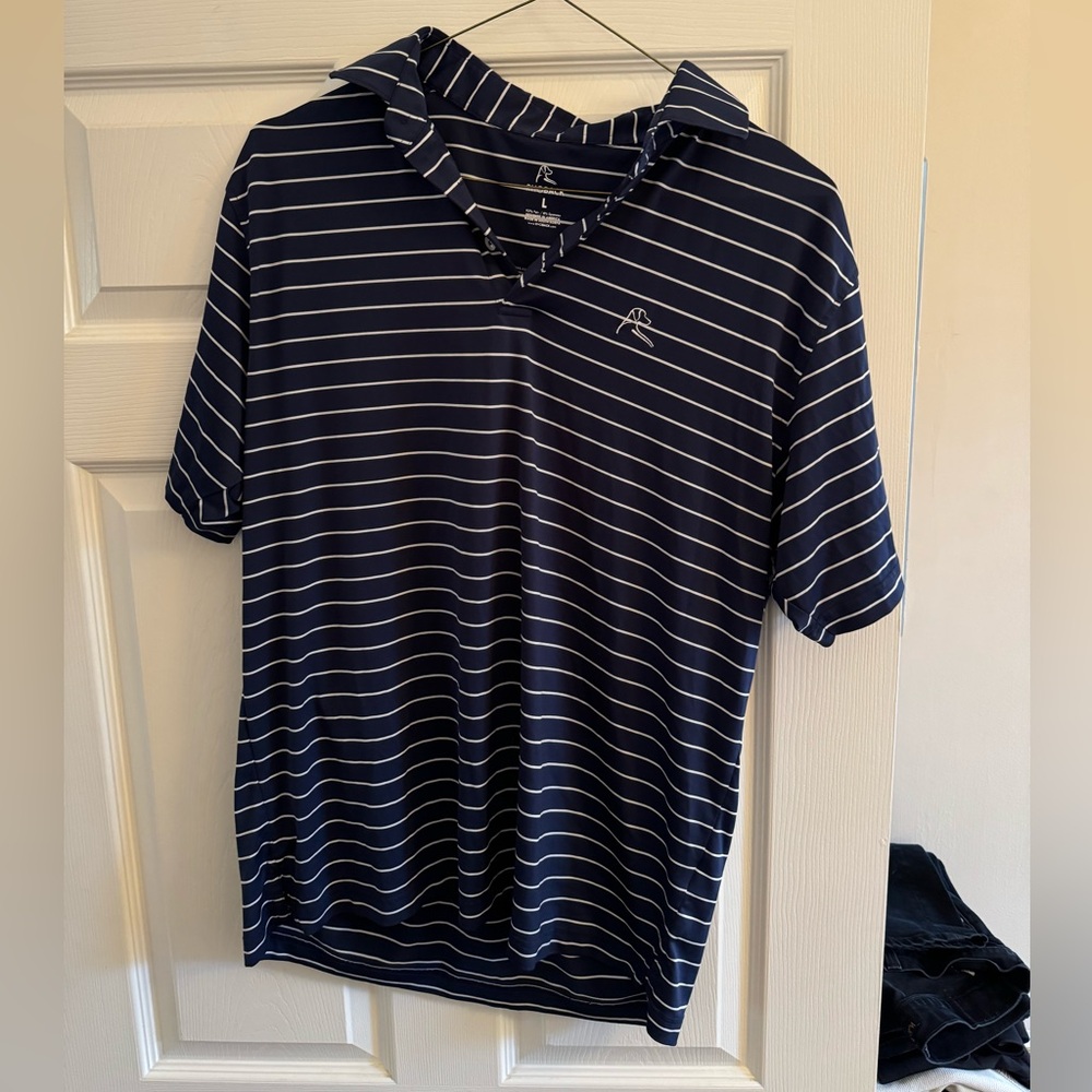 Rhoback Navy Striped Polo